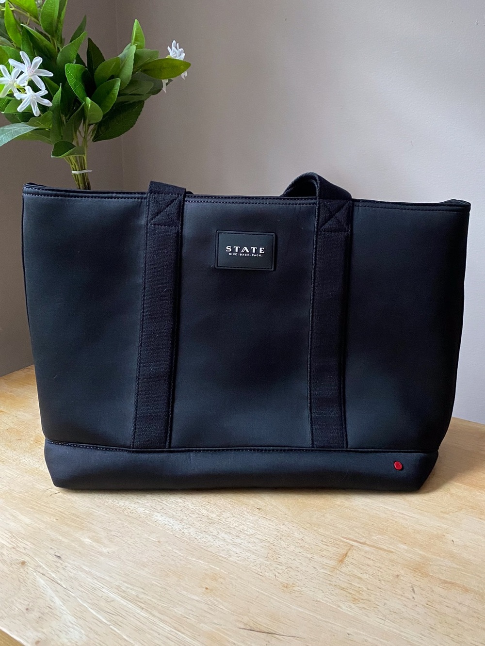 STATE Black Tote with Minimal Logo